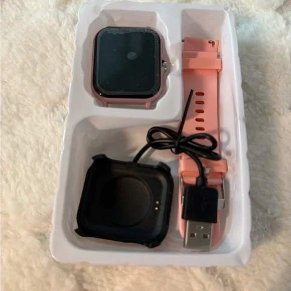 Smart Watch with Gold and White Band - Picture 2 of 2